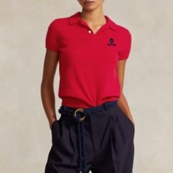 Vintage Rugby Ralph Lauren Short Sleeve Polo with Skull & Cross Bones Embroidery - Picture 6 of 16